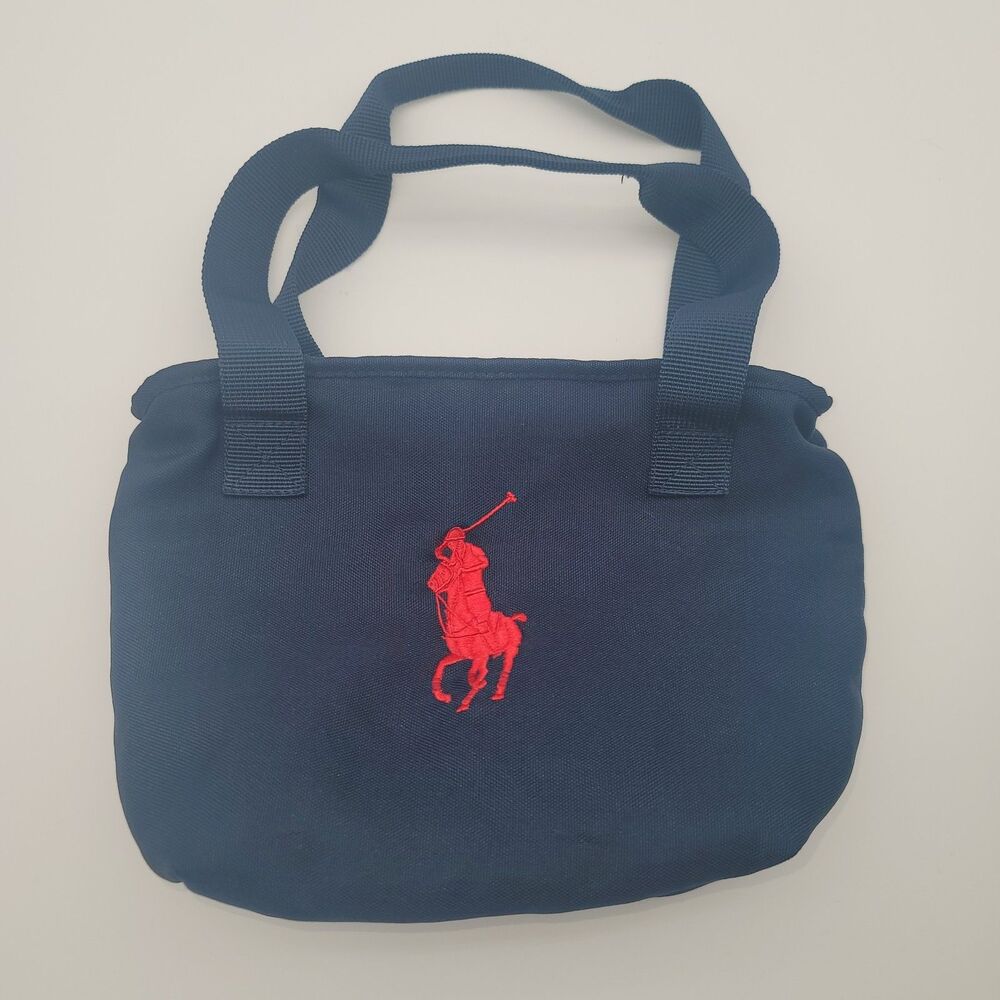 Polo Ralph Lauren Classic Pony Insulated Lunch Tote Newport Navy Blue Red Logo